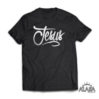 Playera Negra Jesus lettering (100% algodón)