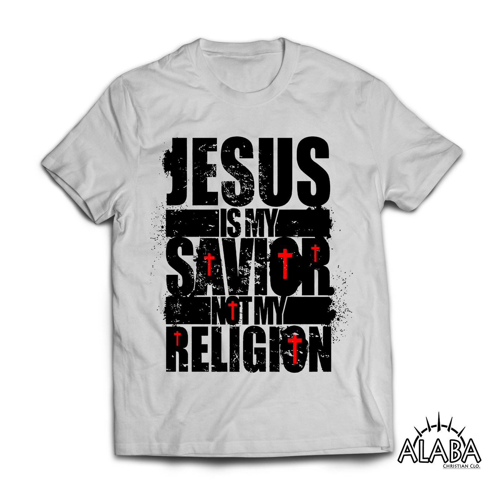 Playera Gris Jesus mi Salvador, No mi Religión (100% algodón)